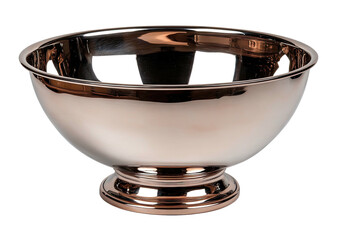 Polished rose gold metal bowl with pedestal base