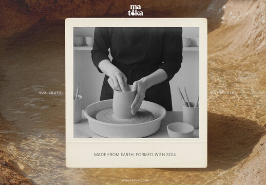 Artisan Pottery Creation Process Mockup PSD