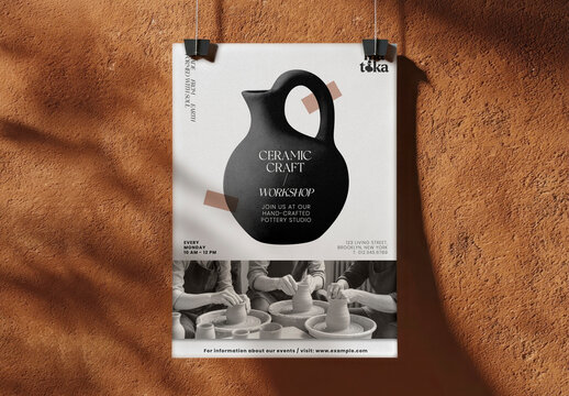 Ceramic Workshop Poster Design Mockup PSD