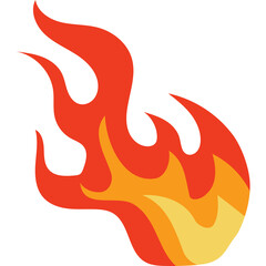 Stylized Orange and Yellow Flame Icon with Transparent Background Representing Heat and Energy