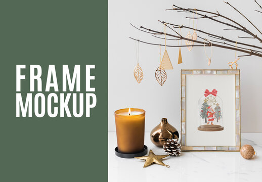 Elegant Holiday Frame Design Mockup PSD