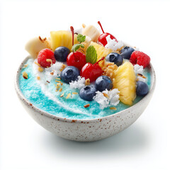 Creative Ocean Wave Blue Smoothie Bowl with Mixed Fruits