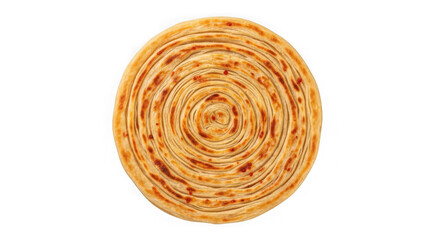 Fototapeta premium Overhead shot of paratha isolated on transparent background for indian food