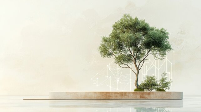 Exploring the Symbolism of a Geometric Tree Against a White Background for Future Education Concepts