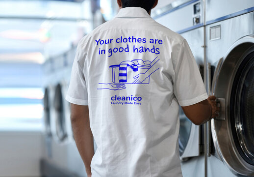 Laundry Service Uniform Assurance Mockup PSD
