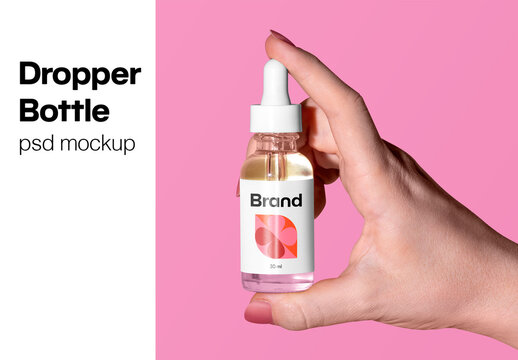 Realistic Dropper Bottle Mockup PSD