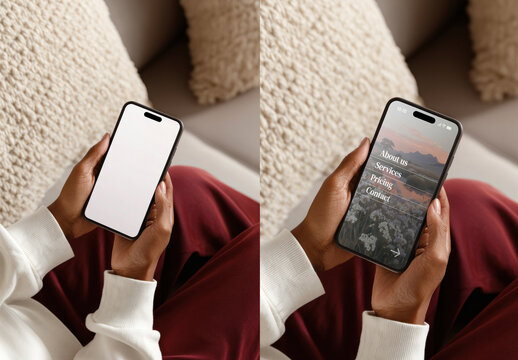 Smartphone Mockup With Website Design PSD