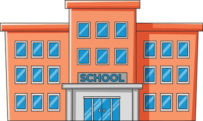 Naklejka premium School building cartoon illustration education learning architecture