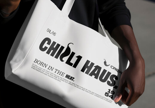 Stylish Tote Bag With Bold Typography Mockup PSD