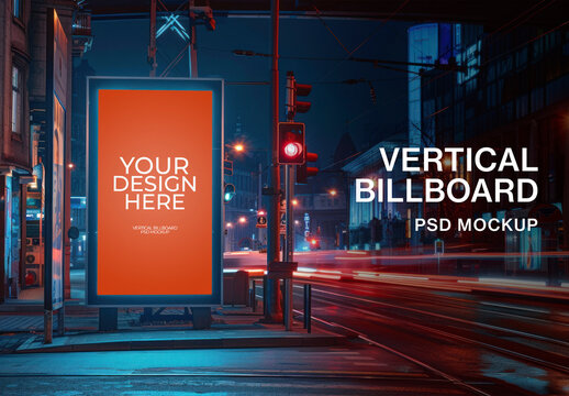 Urban Night Billboard Mockup PSD