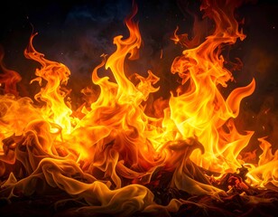 Fototapeta premium Vibrant Orange Flames Consuming Dark Space with Fiery Intensity