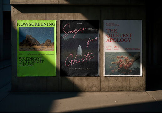 Urban Posters With Cinematic Themes Mockup PSD