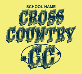 cross country team design with arrow for school, college or league sports
