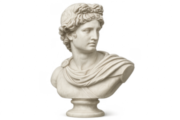 Apollo bust sculpture representing ancient greek mythology and art
