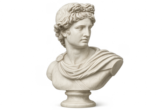 Apollo bust sculpture representing ancient greek mythology and art