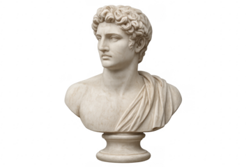 Marble bust of young roman man with drapery