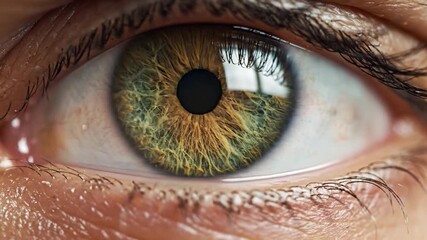 Human eye detailed macro shot green brown iris vision - Powered by Adobe