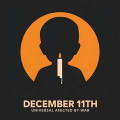 A silhouetted child holds a candle against an orange circle on a black background, evoking solemnity.