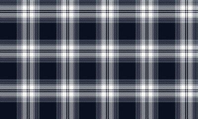 Seamless plaid fabric pattern, navy blue, white, dark gray, for designing clothes, skirts, pants, shirts, minimalist and modern styles, suitable for both men and women.