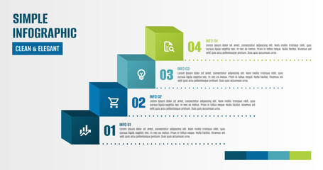 Simple and modern infographics options banner. Four options infographic. Four items infographic. 4 steps and progress infographic. Modern infographic banner template. 
