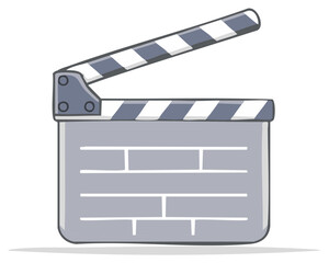 Fototapeta premium Cartoon-style movie clapperboard illustration, film industry concept