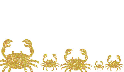 Golden Glitter Crabs Sea Animal Bottom Border Design
