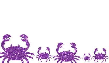 Purple Glitter Crabs Sea Animal Bottom Border Design