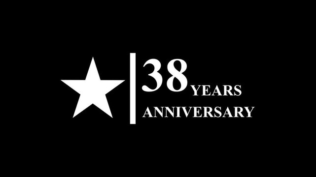 38 years anniversary motion graphic 4K footage with star. 4K motion animation. particles and number. Animated 38 years Birthday Wishes , Background with alpha channel 4k ..