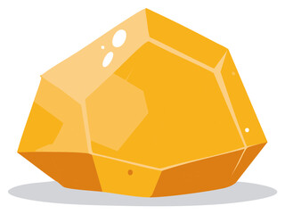 Brilliant amber colored geometric mineral design element precious faceted crystal illustration