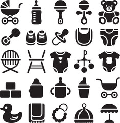 Baby & Kids Silhouette Vector Icon Set