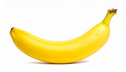 A close-up studio shot of a ripe yellow banana isolated on a clean white background.
