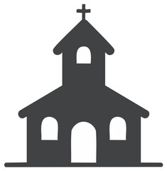 Simple Silhouette of a Church Building with a Cross on Top