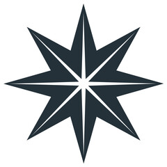 Minimalist eight pointed star icon a geometric symbol for direction and navigation