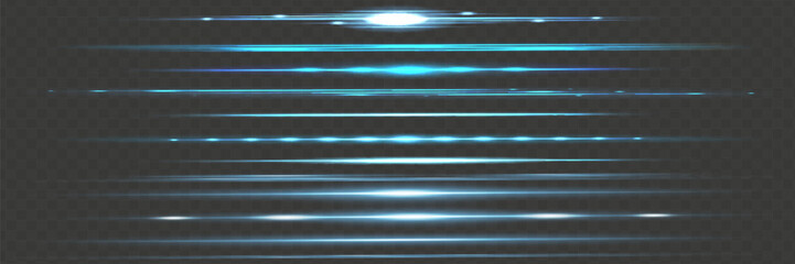 Red horizontal lens flares pack. Laser beams, horizontal light light flares. Glowing streaks on dark background. Luminous abstract sparkling lined background.