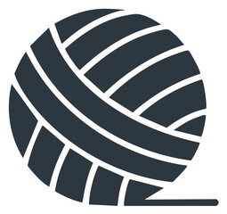 Stylized Graphic of Yarn Ball Symbol for Knitting or Crochet Crafts with Unraveled End