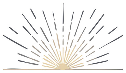 Stylized sunburst with radiating lines in warm neutral colors