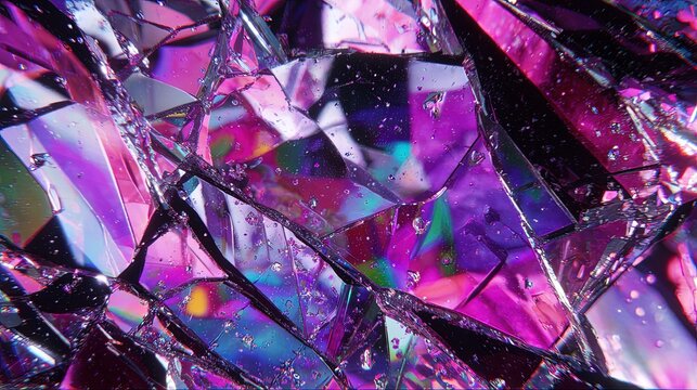 Abstract Shattered Glass Background In Pink Purple