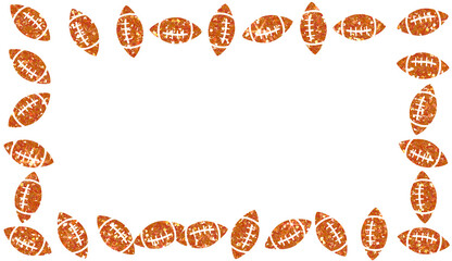Orange Glitter American Football Balls Frame Border Template