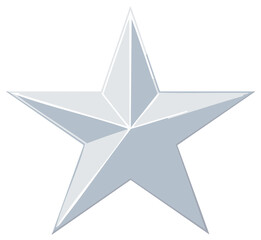 Fototapeta premium Shiny silver star icon with 3D effect metallic award symbol vector illustration