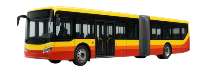 Low-floor articulated bus featuring an accordion joint for easy access.