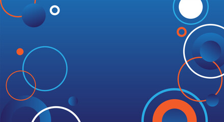 Modern blue background with colorful abstract circle variations