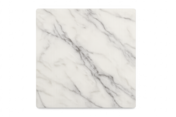 White marble top with rounded corners on transparent background