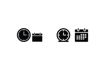 Two clocks and calendars isolated on white background, representing time management, scheduling, and important dates