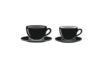 Two coffee cups isolated on white background offer a warm beverage experience with simple design, perfect for cafe culture and morning routines