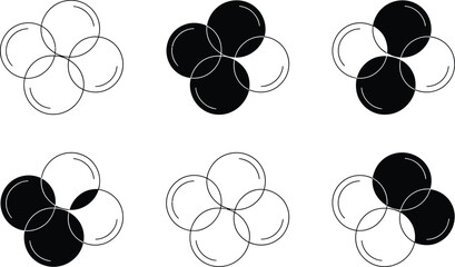 Fototapeta premium Abstract Geometric Patterns of Intersecting Circles in Black and White