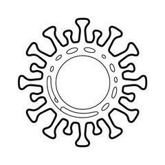 Stylized outline of a virus particle with spikes
