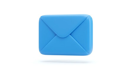 A 3D rendered, light blue envelope icon floating in a white, minimalist background