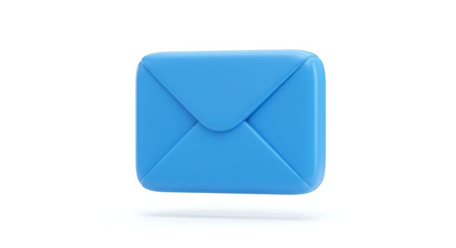 A 3D rendered, light blue envelope icon floating in a white, minimalist background