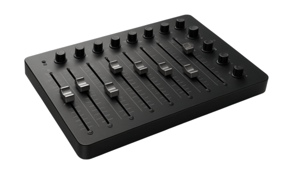 Large dispatcher panel featuring multiple sliding faders and rotary controls.