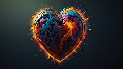 Vibrant, energetic heart with glowing embers, representing passion, creativity, and life force.
